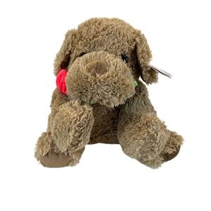 Russell Stover Coco the Love Pup 12" Plush Dog Puppy Red Rose Brown